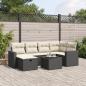 Preview: ARDEBO.de - 7-tlg. Garten-Sofagarnitur mit Kissen Schwarz Poly Rattan