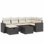 Preview: 7-tlg. Garten-Sofagarnitur mit Kissen Schwarz Poly Rattan