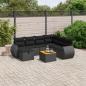 Preview: ARDEBO.de - 8-tlg. Garten-Sofagarnitur mit Kissen Schwarz Poly Rattan