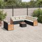 Preview: ARDEBO.de - 10-tlg. Garten-Sofagarnitur mit Kissen Schwarz Poly Rattan