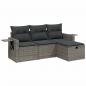 Preview: 4-tlg. Garten-Sofagarnitur mit Kissen Grau Poly Rattan