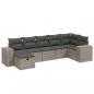 Preview: 7-tlg. Garten-Sofagarnitur mit Kissen Grau Poly Rattan