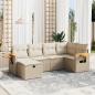 Preview: ARDEBO.de - 6-tlg. Garten-Sofagarnitur mit Kissen Beige Poly Rattan