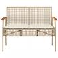 Preview: Gartenbank mit Kissen Beige Poly Rattan Akazienholz