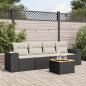 Preview: ARDEBO.de - 5-tlg. Garten-Sofagarnitur mit Kissen Schwarz Poly Rattan