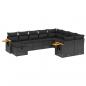 Preview: 10-tlg. Garten-Sofagarnitur mit Kissen Schwarz Poly Rattan