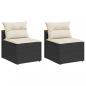 Preview: Gartensofas ohne Armlehnen mit Kissen 2 Stk Schwarz Poly Rattan