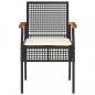 Preview: Gartenstühle mit Kissen 2 Stk. Schwarz Poly Rattan Akazienholz