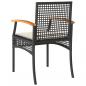 Preview: Gartenstühle mit Kissen 2 Stk. Schwarz Poly Rattan Akazienholz