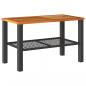 Preview: Gartentisch Schwarz 70x38x42 cm Poly Rattan Akazienholz