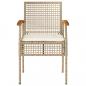Preview: Gartenstühle mit Kissen 4 Stk. Beige Poly Rattan Akazienholz