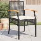 Preview: ARDEBO.de - Gartenstühle mit Kissen 4 Stk. Schwarz Poly Rattan Akazienholz