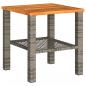 Preview: Gartentisch Grau 40x40x42 cm Poly Rattan Akazienholz
