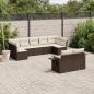 Preview: ARDEBO.de - 9-tlg. Garten-Sofagarnitur mit Kissen Braun Poly Rattan