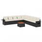 Preview: 10-tlg. Garten-Sofagarnitur mit Kissen Schwarz Poly Rattan