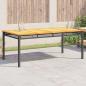 Preview: ARDEBO.de - Gartentisch Schwarz 180x90x75 cm Poly Rattan Akazienholz