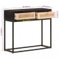 Preview: Konsolentisch Schwarz 90x30x76 cm Massivholz Mango und Eisen