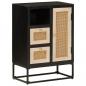 Preview: ARDEBO.de - Sideboard Schwarz 55x30x76 cm Massivholz Mango und Eisen