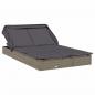 Preview: 2-Personen-Sonnenliege mit Dach Grau 213x118x97 Poly Rattan