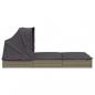 Preview: 2-Personen-Sonnenliege mit Dach Grau 213x118x97 Poly Rattan