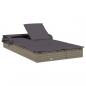Preview: 2-Personen-Sonnenliege mit Dach Grau 213x118x97 Poly Rattan