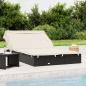 Preview: ARDEBO.de - 2-Personen-Sonnenliege mit Dach Schwarz 213x118x97 Poly Rattan