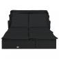 Preview: 2-Personen-Sonnenliege mit Dach Schwarz 213x118x97 Poly Rattan