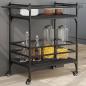 Preview: ARDEBO.de - Küchenwagen Schwarz 82x40x78,5 cm Holzwerkstoff