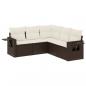Preview: 5-tlg. Garten-Sofagarnitur mit Kissen Braun Poly Rattan