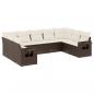 Preview: 9-tlg. Garten-Sofagarnitur mit Kissen Braun Poly Rattan