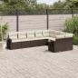 Preview: ARDEBO.de - 9-tlg. Garten-Sofagarnitur mit Kissen Braun Poly Rattan