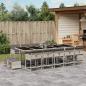 Preview: ARDEBO.de - 15-tlg. Garten-Essgruppe mit Kissen Hellgrau Poly Rattan