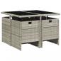 Preview: 5-tlg. Garten-Essgruppe mit Kissen Hellgrau Poly Rattan