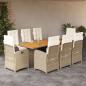Preview: ARDEBO.de - 9-tlg. Garten-Essgruppe mit Kissen Beigemischung Poly Rattan