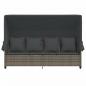 Preview: Sonnenliege mit Dach und Kissen Grau Poly Rattan