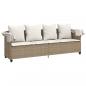 Preview: Sonnenliege mit Dach und Kissen Beige Poly Rattan