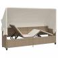 Preview: Sonnenliege mit Dach und Kissen Beige Poly Rattan