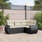 Preview: ARDEBO.de - 4-tlg. Garten-Sofagarnitur mit Kissen Schwarz Poly Rattan