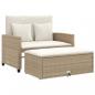 Preview: Gartensofa mit Kissen 2-Sitzer Beige Poly Rattan