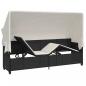 Preview: Sonnenliege mit Dach und Kissen Schwarz Poly Rattan