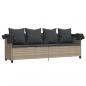 Preview: Sonnenliege mit Dach und Kissen Hellgrau Poly Rattan