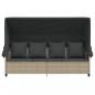 Preview: Sonnenliege mit Dach und Kissen Hellgrau Poly Rattan