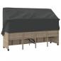 Preview: Sonnenliege mit Dach und Kissen Hellgrau Poly Rattan