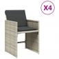 Preview: Gartenstühle mit Kissen 4 Stk. Hellgrau Poly Rattan