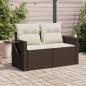 Preview: ARDEBO.de - Gartensofa mit Kissen 2-Sitzer Braun Poly Rattan