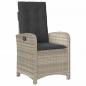 Preview: 9-tlg. Garten-Essgruppe mit Kissen Hellgrau Poly Rattan