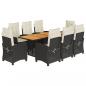 Preview: 9-tlg. Garten-Essgruppe mit Kissen Schwarz Poly Rattan