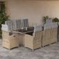 Preview: ARDEBO.de - 9-tlg. Garten-Essgruppe mit Kissen Beige Poly Rattan