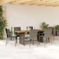 Preview: ARDEBO.de - 7-tlg. Garten-Essgruppe mit Kissen Grau Poly Rattan