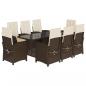 Preview: 9-tlg. Garten-Essgruppe mit Kissen Braun Poly Rattan